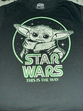 Star Wars Black Tee with Green Baby Yoda Graphic